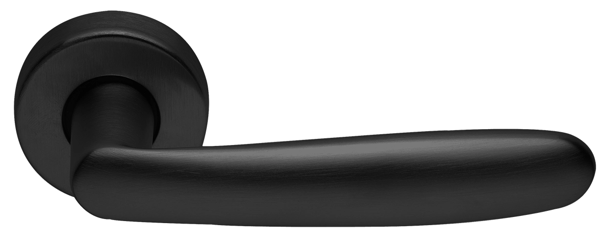 Ручка дверная IMOLA R2 NERO раздельная на круглой розетке, цвет - черный фото 1 Ручка дверная IMOLA R2 NERO раздельная на круглой розетке, цвет - черный фото купить Иваново