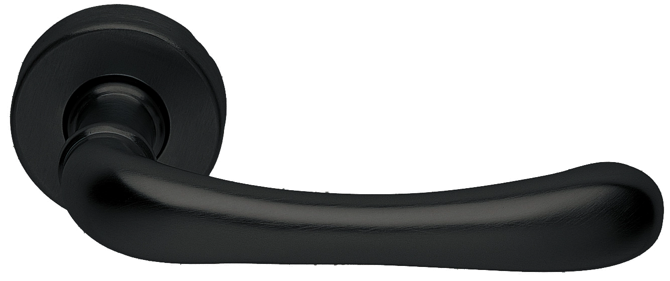 Ручка дверная RING R3-E NERO раздельная на круглой розетке, цвет - черный фото купить Иваново