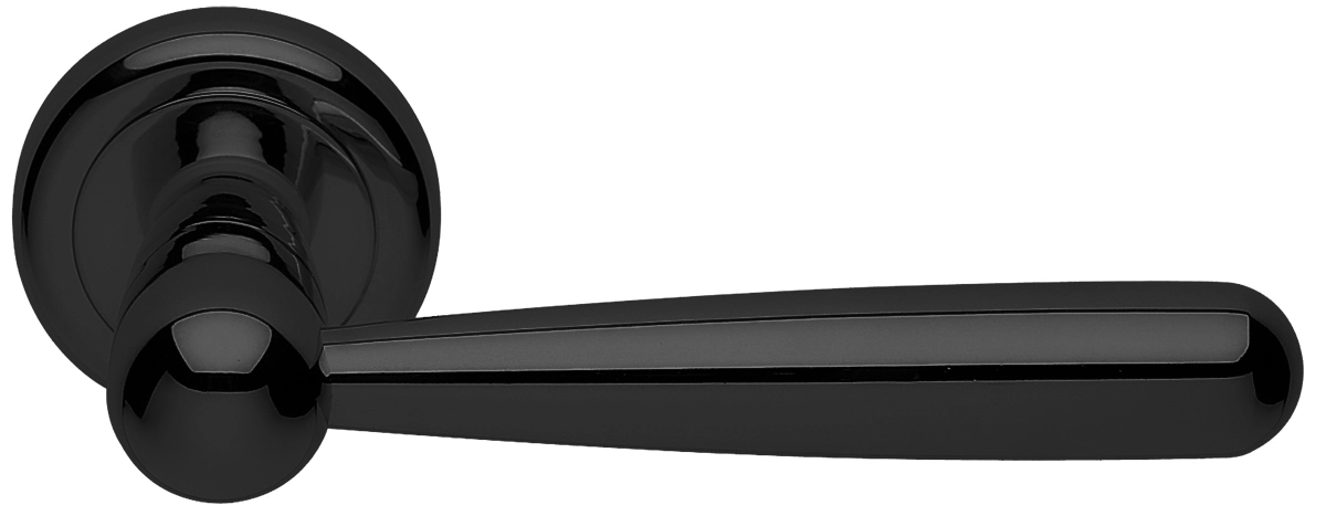Ручка дверная PINOKKIO R4 NERO раздельная на круглой розетке, цвет - черный фото купить Иваново