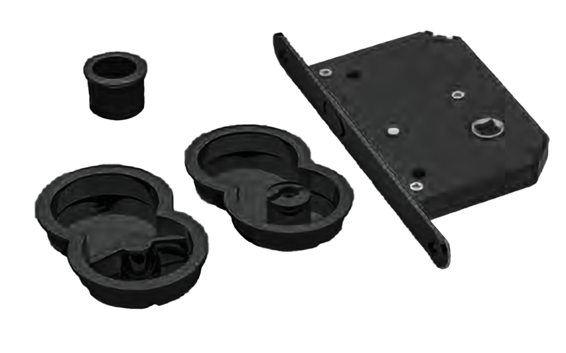 Ручки для раздвижных дверей INFINITY ART.85/B NERO с замком и заверткой, цвет - черный фото купить Иваново