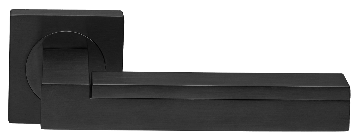 Ручка дверная ISLAND S2 NERO раздельная на квадратной розетке, цвет черный, латунь фото купить в Иваново