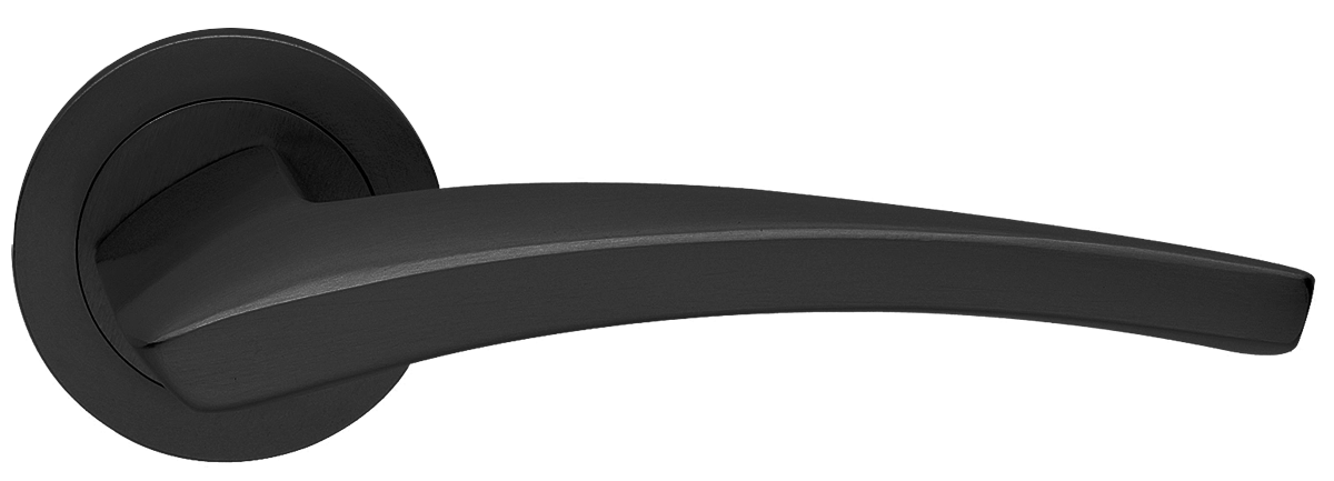 Ручка дверная WIND R2 NERO раздельная на круглой розетке, цвет черный, латунь фото купить в Иваново