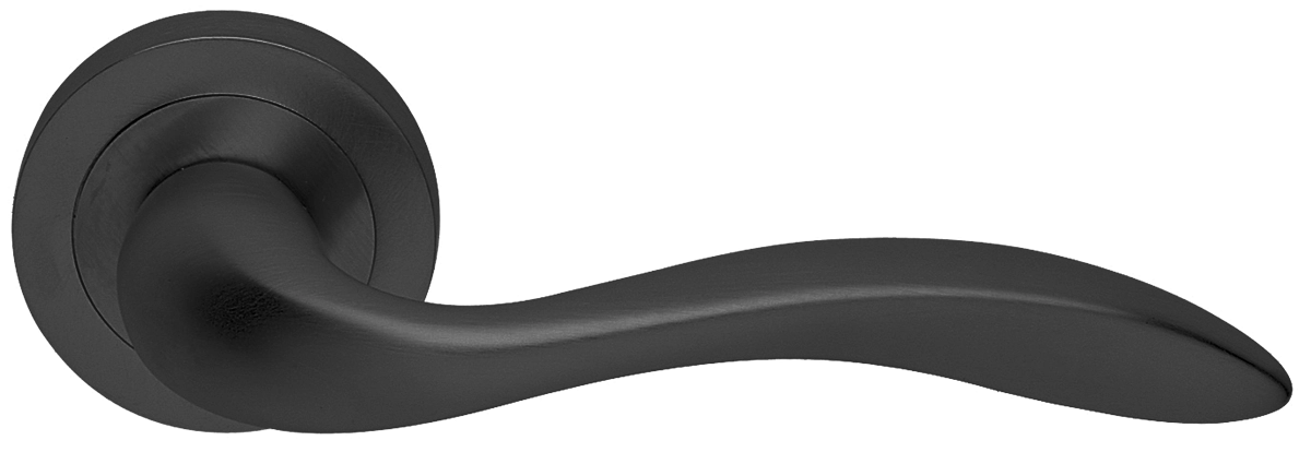 Ручка дверная LEON R2 NERO раздельная на круглой розетке, цвет - черный фото купить в Иваново