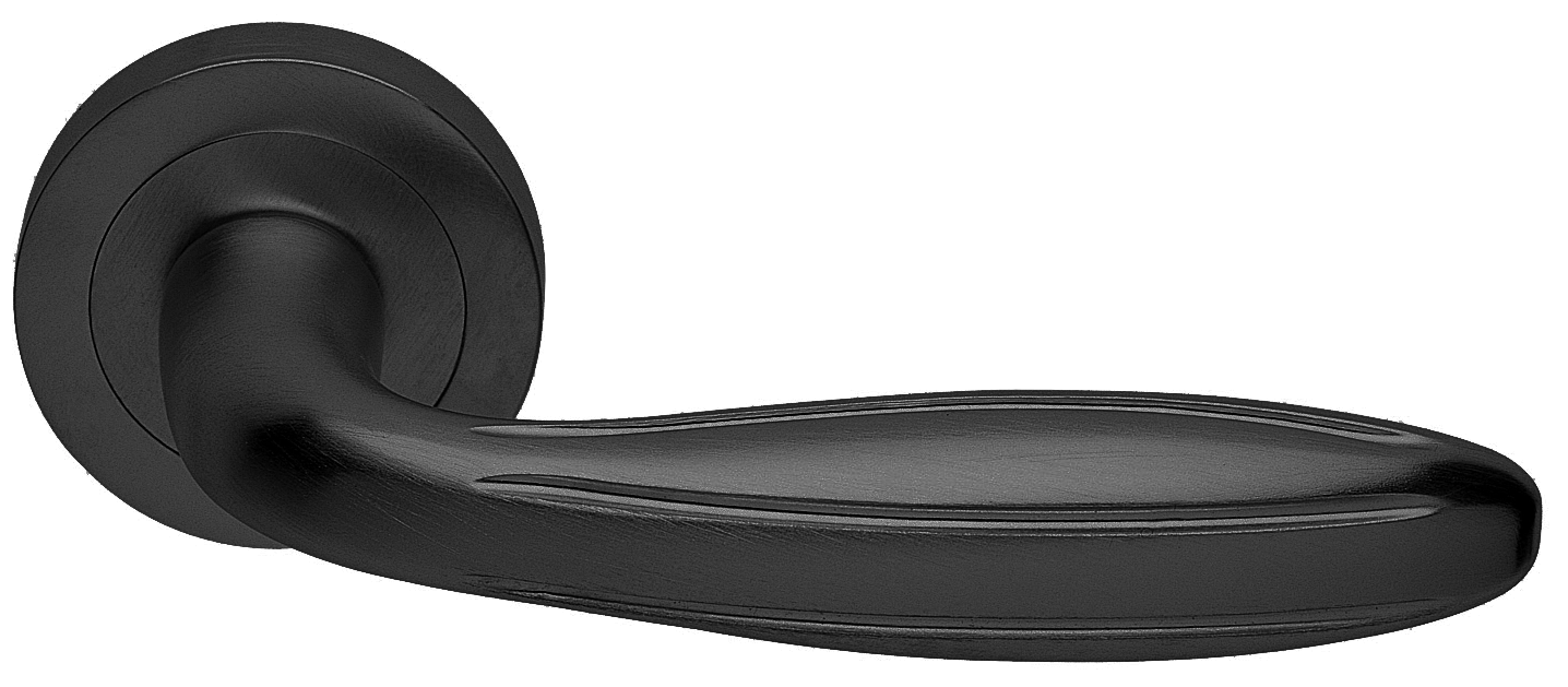 Ручка дверная BUD R2 NERO раздельная на круглой розетке, цвет - черный фото купить в Иваново