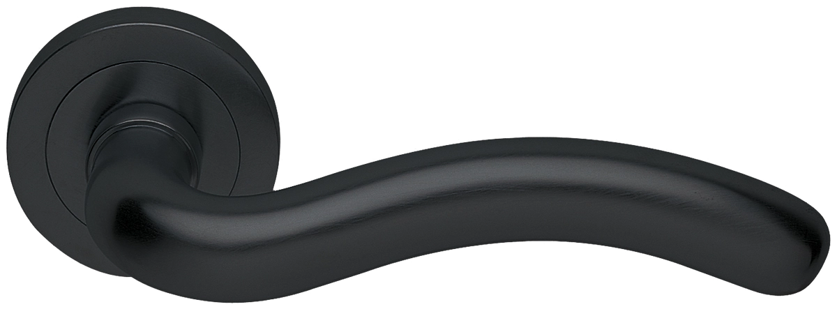 Ручка дверная SNAKE R2 NERO раздельная на круглой розетке, цвет - черный фото купить в Иваново