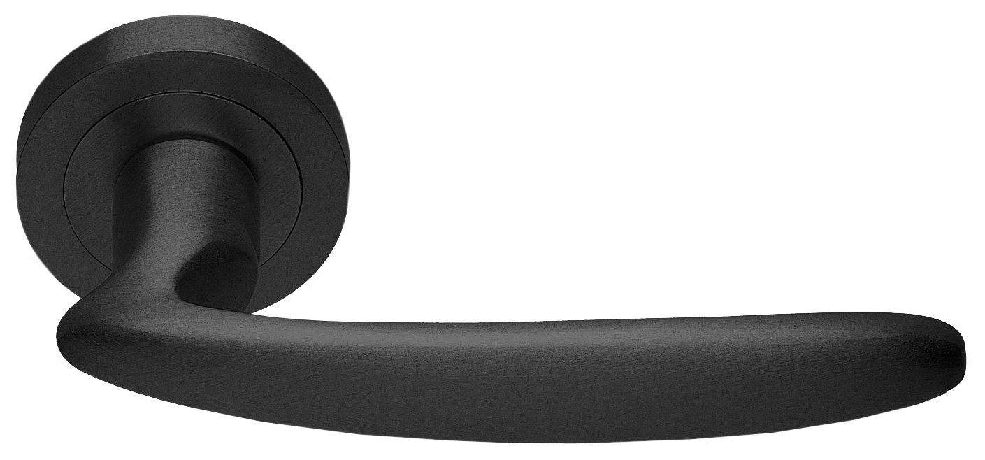 Ручка дверная FLAMINGO R2 NERO раздельная на круглой розетке, цвет черный, латунь фото купить в Иваново