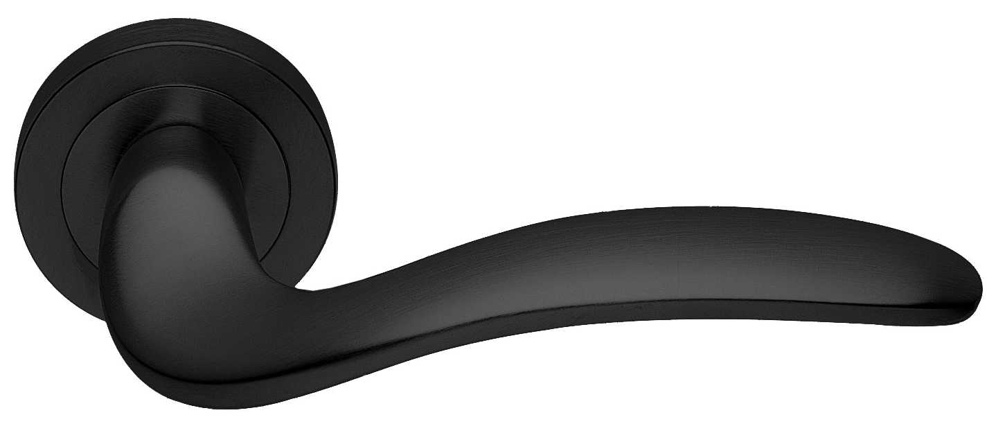 Ручка дверная COBRA R2 NERO раздельная на круглой розетке, цвет - черный фото купить в Иваново