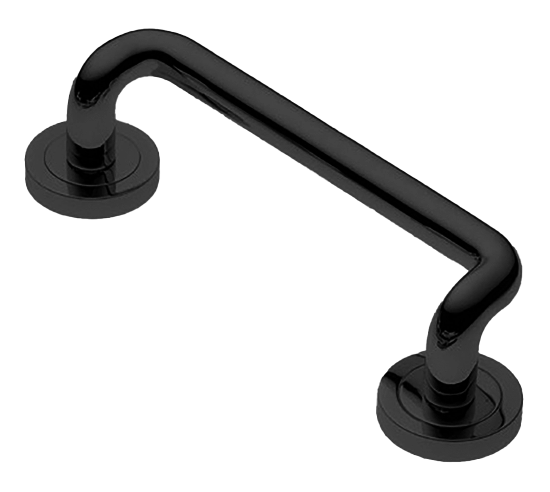 Ручка-скоба дверная SNAKE PH NERO на круглой розетке, цвет черный, латунь фото купить в Иваново