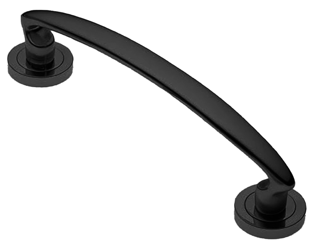 Ручка-скоба дверная FLAMINGO PH NERO на круглой розетке, цвет черный, латунь фото купить в Иваново