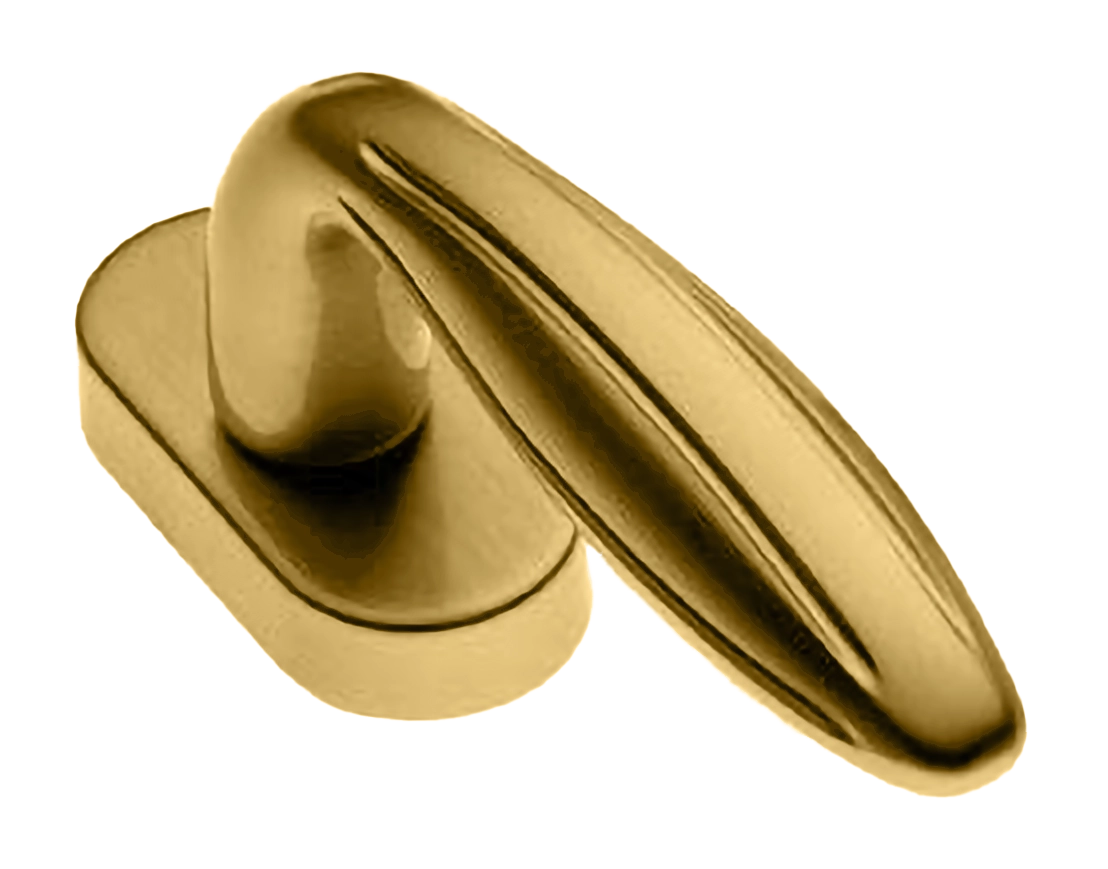 Ручка оконная BUD W1 OSA на прямоугольной розетке, цвет матовое золото, латунь фото купить в Иваново