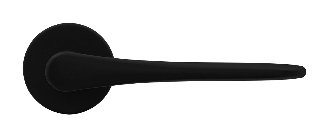 Ручка дверная AULA R5 NERO-ST на круглой розетке, цвет черный soft-touch, ЦАМ фото купить в Иваново