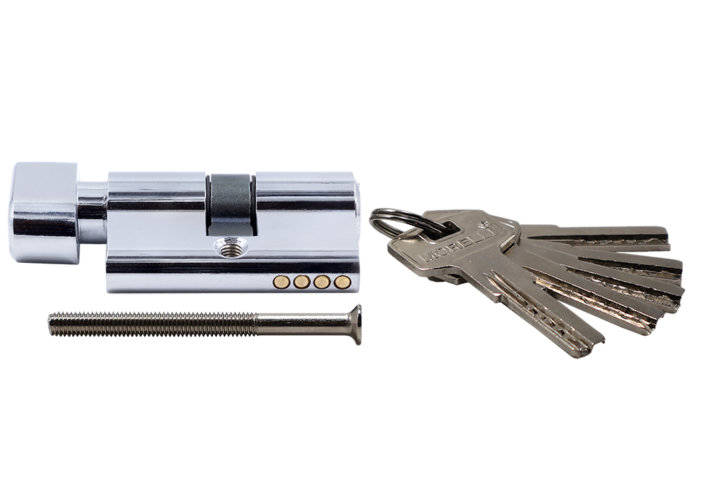 Ключевой цилиндр высокой секретности HS 50CK PC с заверткой (50мм), цвет хром фото купить в Иваново