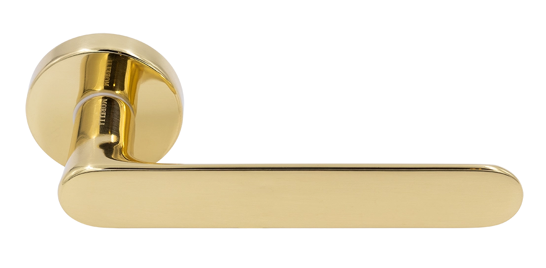 Ручка дверная LE BOAT R5 OTL раздельная на круглой розетке, цвет золото, латунь фото купить Иваново