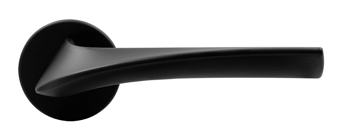 Ручка дверная COMETA R5 NERO-ST на круглой розетке цвет черный soft-touch, ЦАМ фото купить в Иваново