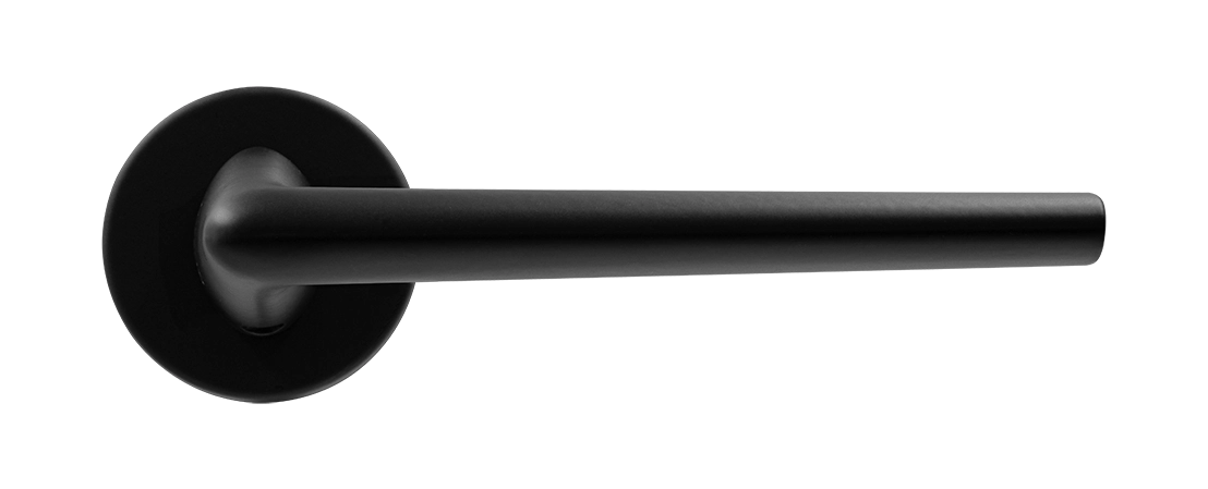 Ручка дверная THE FORCE R5 NERO-ST на круглой розетке, цвет черный soft-touch, ЦАМ фото купить в Иваново