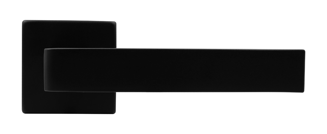 Ручка дверная HORIZONT S5 NERO-ST на квадратной розетке, цвет черный soft-touch, ЦАМ фото купить в Иваново