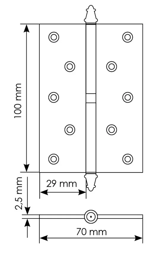 Петля карточная разъемная MSN 100X70X2.5 R COF с подшипником стальная правая, врезная, цвет кофе фото купить в Иваново