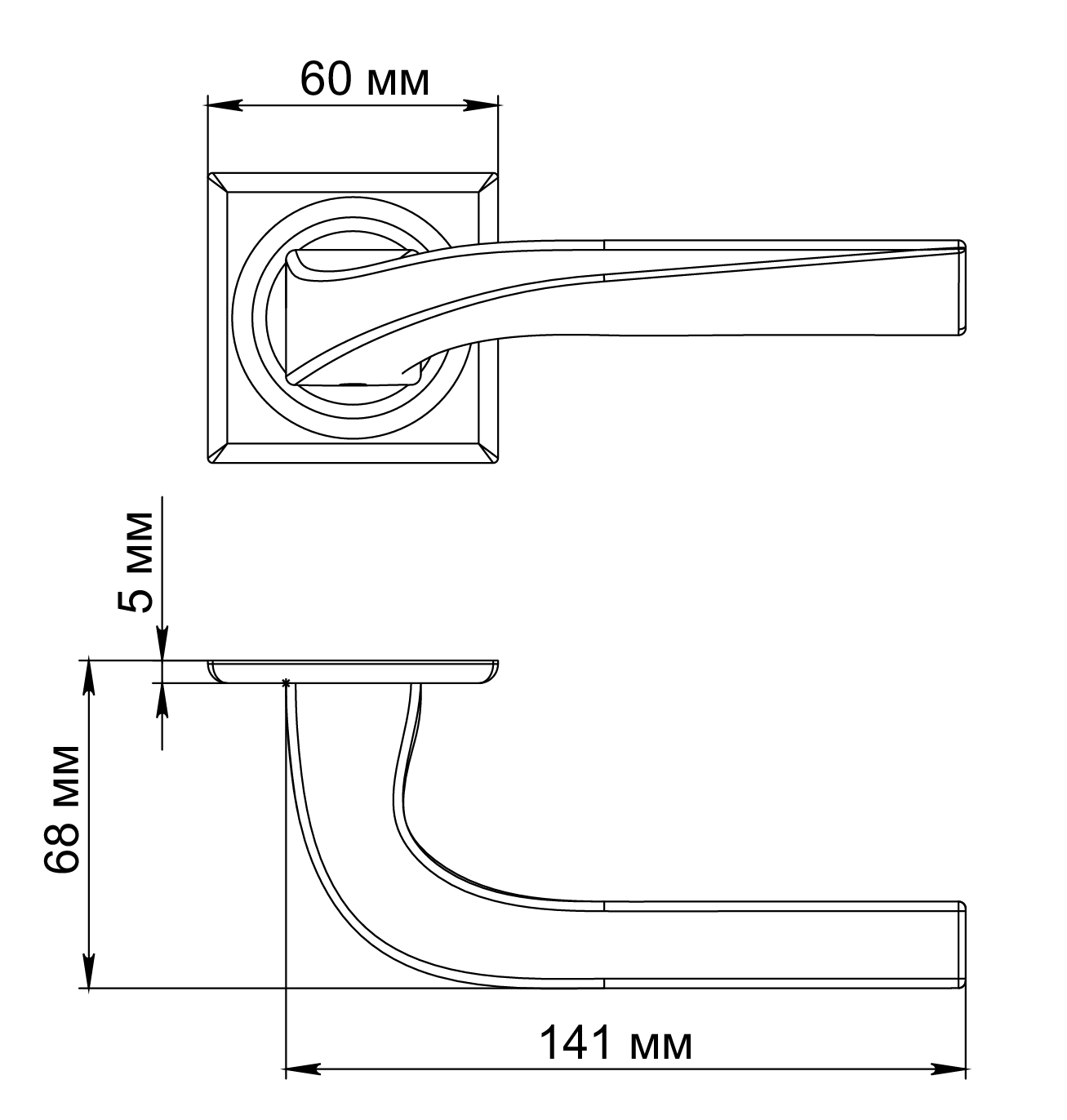 Ручка дверная WD CONCERT HALL S7 SST на квадратной розетке, цвет Летняя гроза/Summer Storm фото фурнитура Иваново