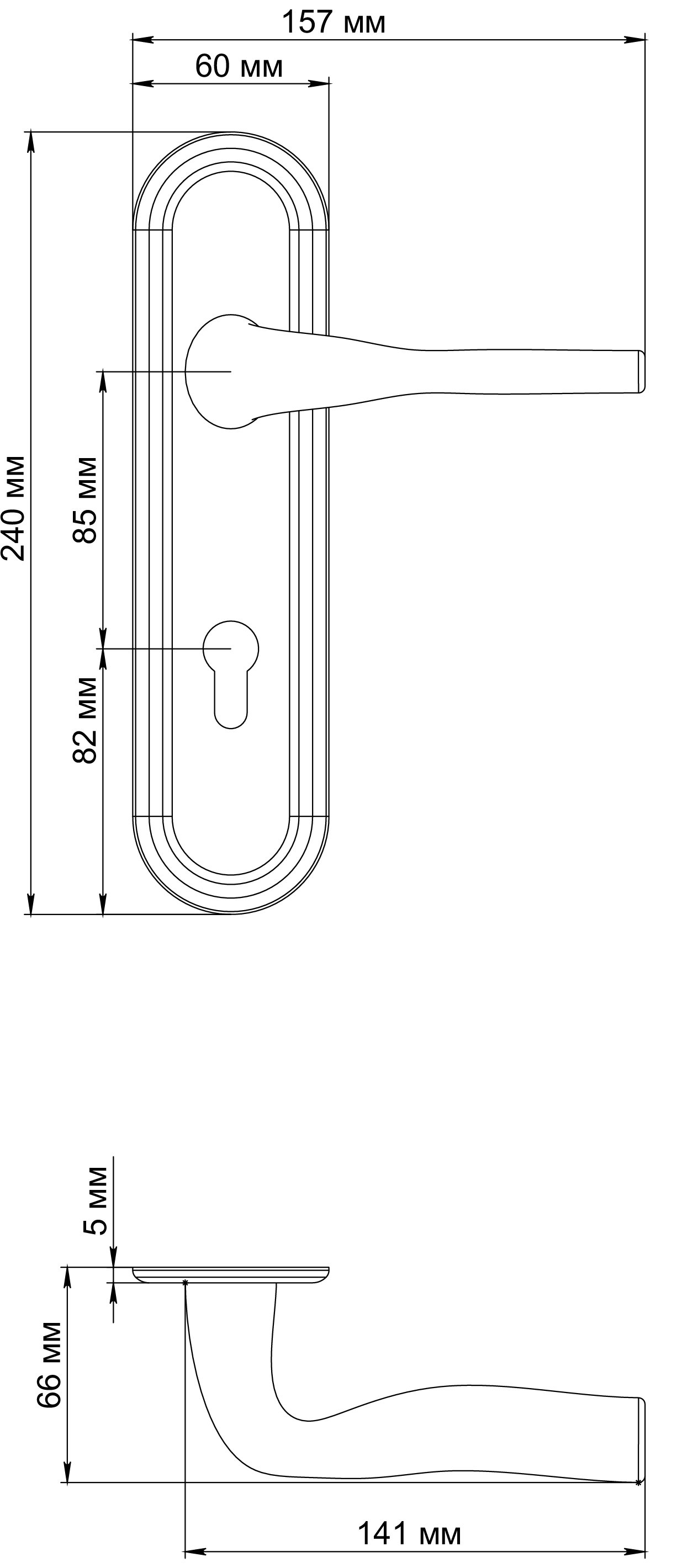 Ручка дверная LVB PLR KH SST на планке под ключевой цилиндр, цвет Летняя гроза/Summer Storm фото купить в Иваново