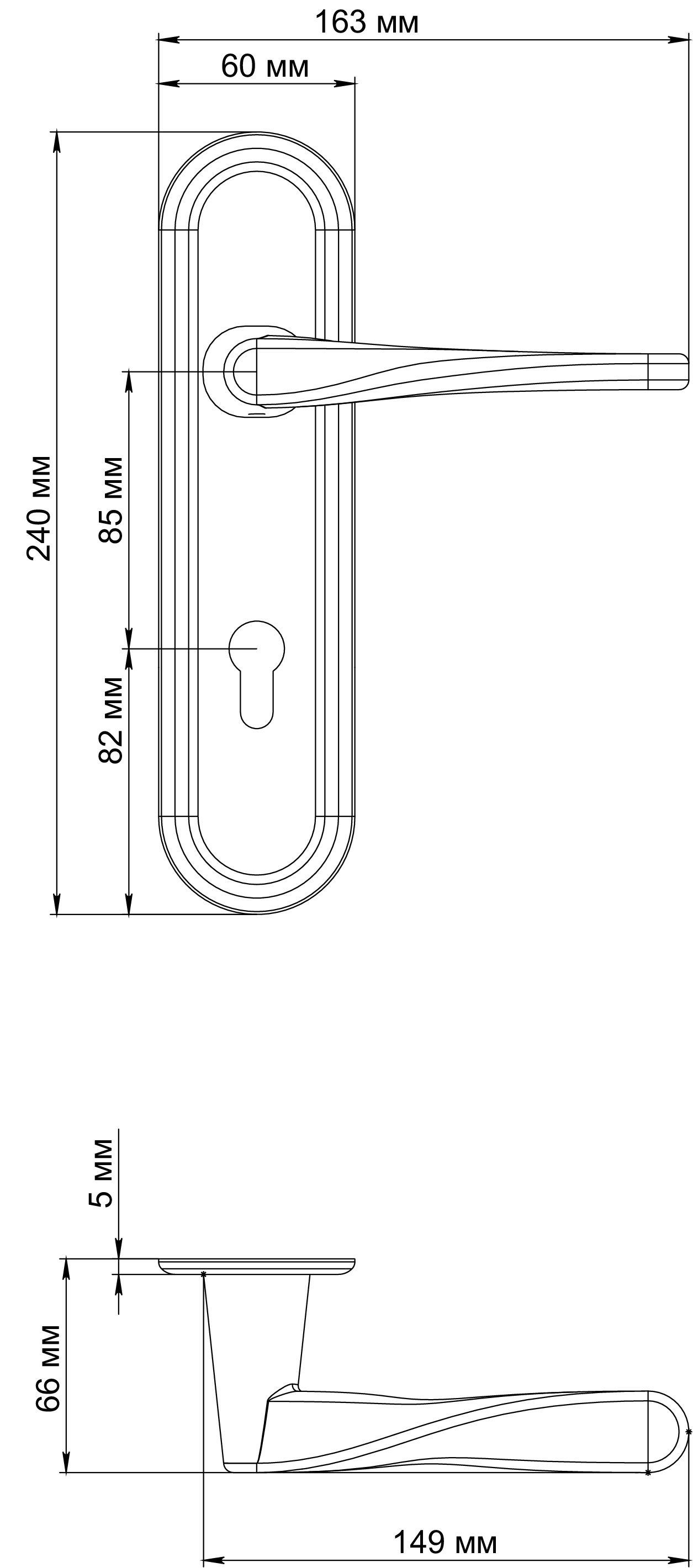 Ручка дверная THE OLYMPICS PLR KH BLANK на планке под ключевой цилиндр, цвет под покраску фото купить в Иваново