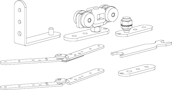 SLIDING SET 1133-1137, комплект роликов для двери "книжка", до 30кг фото купить в Иваново