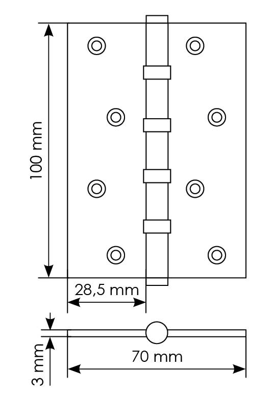 Петля универсальная карточная латунная MBU 100X70X3-4BB SG , врезная, цвет матовое золото фото купить в Иваново