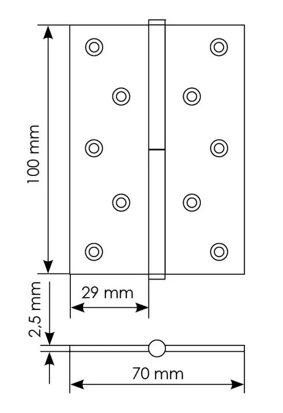 Петля разъемная  карточная MSD 100X70X2.5 W R стальная правая, врезная, цвет белый, сталь фото купить в Иваново