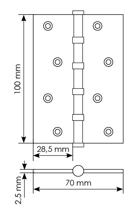 Петля универсальная карточная MS 100X70X2.5-4BB W стальная, врезная, цвет белый, сталь фото купить в Иваново