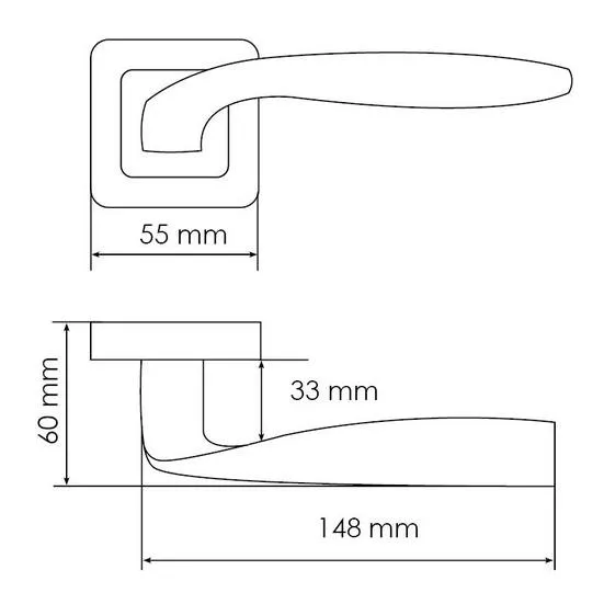 Ручка дверная SHELL MH-45 GR/CP-S55 раздельная на квадратной розетке, цвет графит/хром, ЦАМ Light фото купить в Иваново