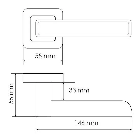 Ручка дверная FLEX MH-44 SC/CP-S55 раздельная на квадратной накладке, цвет матовый хром/хром, ЦАМ Light фото купить в Иваново