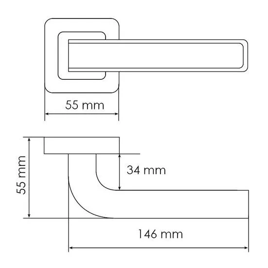 Ручка дверная EON MH-46 GR/CP-S55 раздельная на квадратной розетке, цвет графит/хром, ЦАМ Light фото фурнитура Иваново